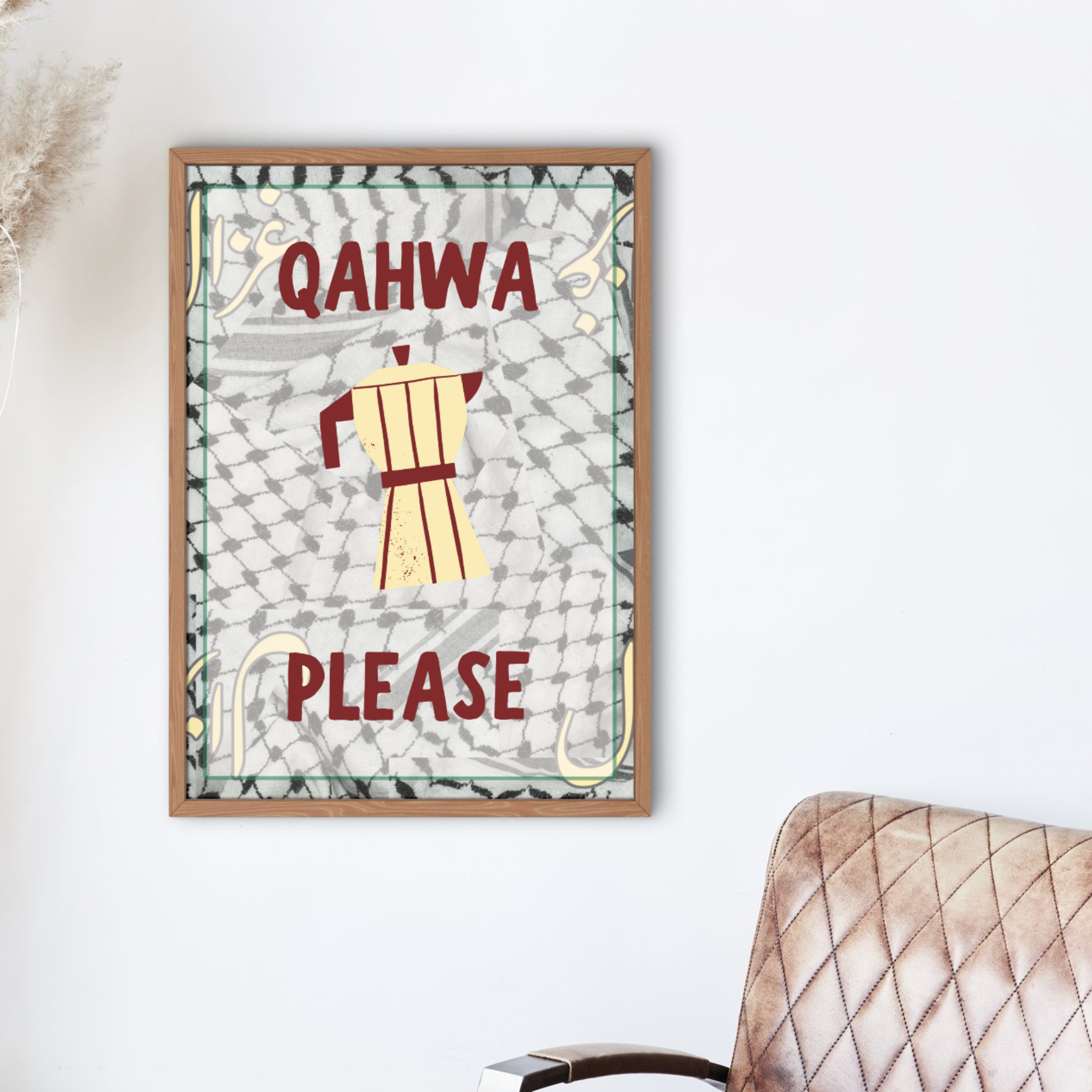 Affiche A3 - Qahwa please - Ghazel Boutique