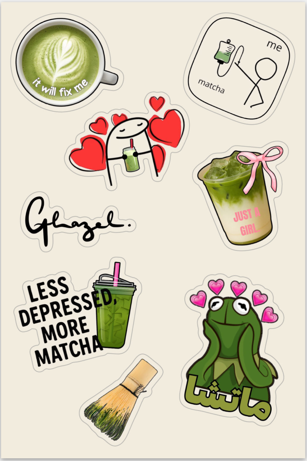 Planche de stickers - Matcha lovers