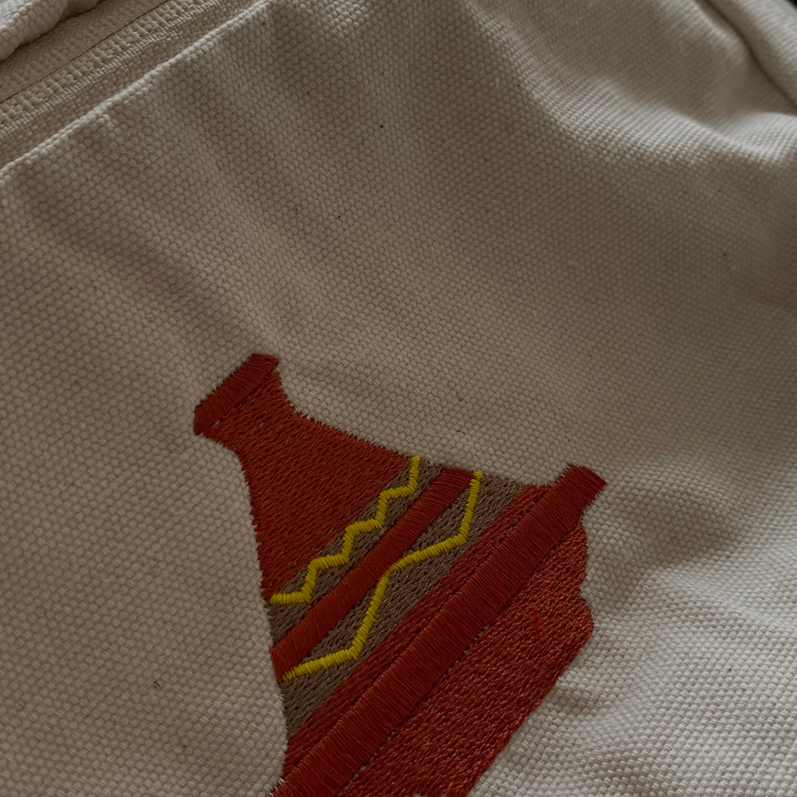 Sacoche en matière recyclée - Tajine brodé