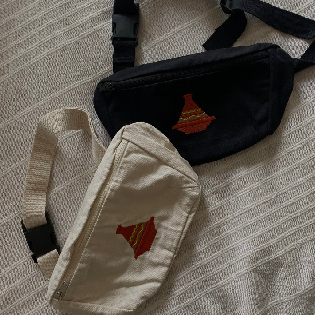 Sacoche en matière recyclée - Tajine brodé