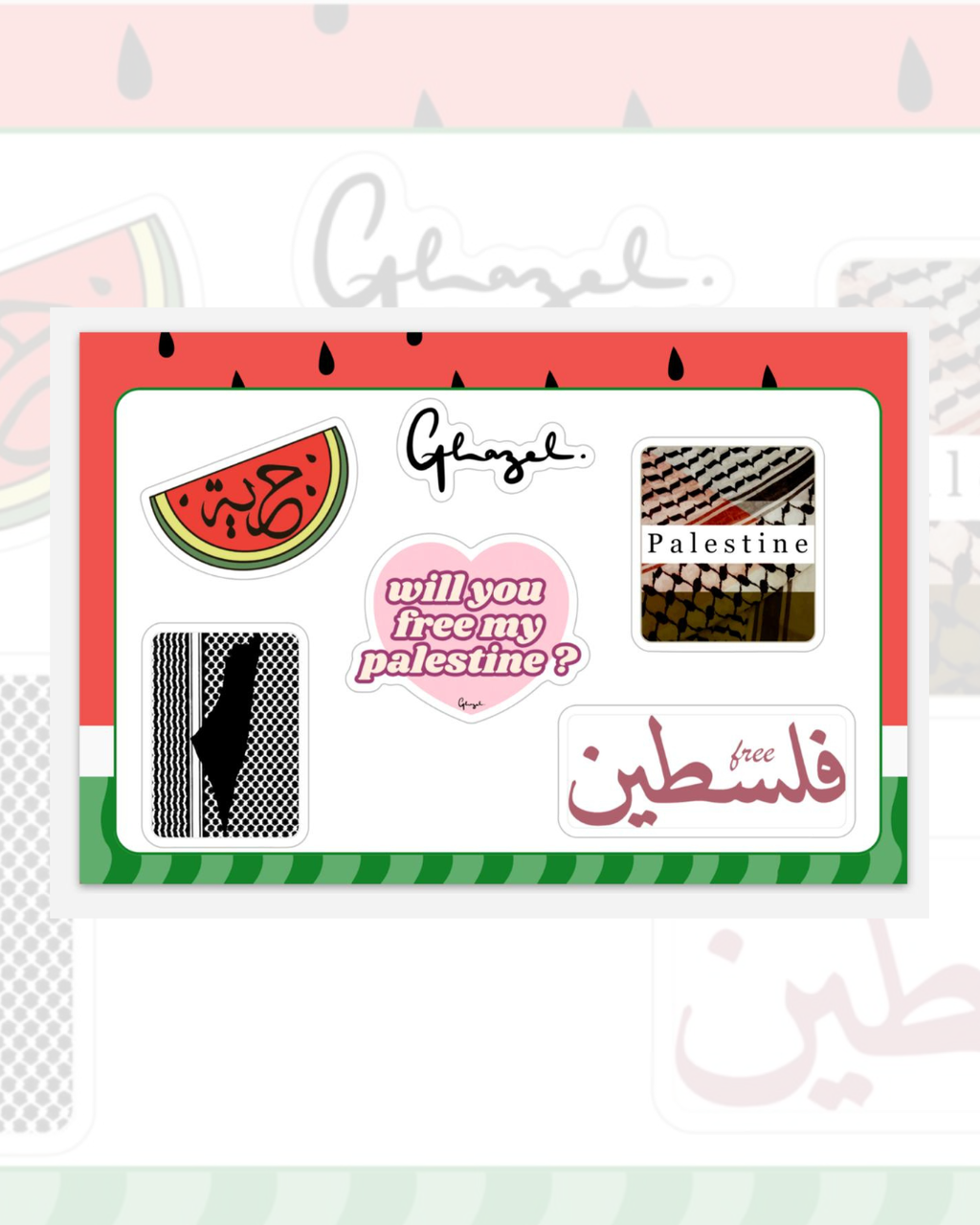 Planche de stickers - Palestine Vivra - Ghazel Boutique
