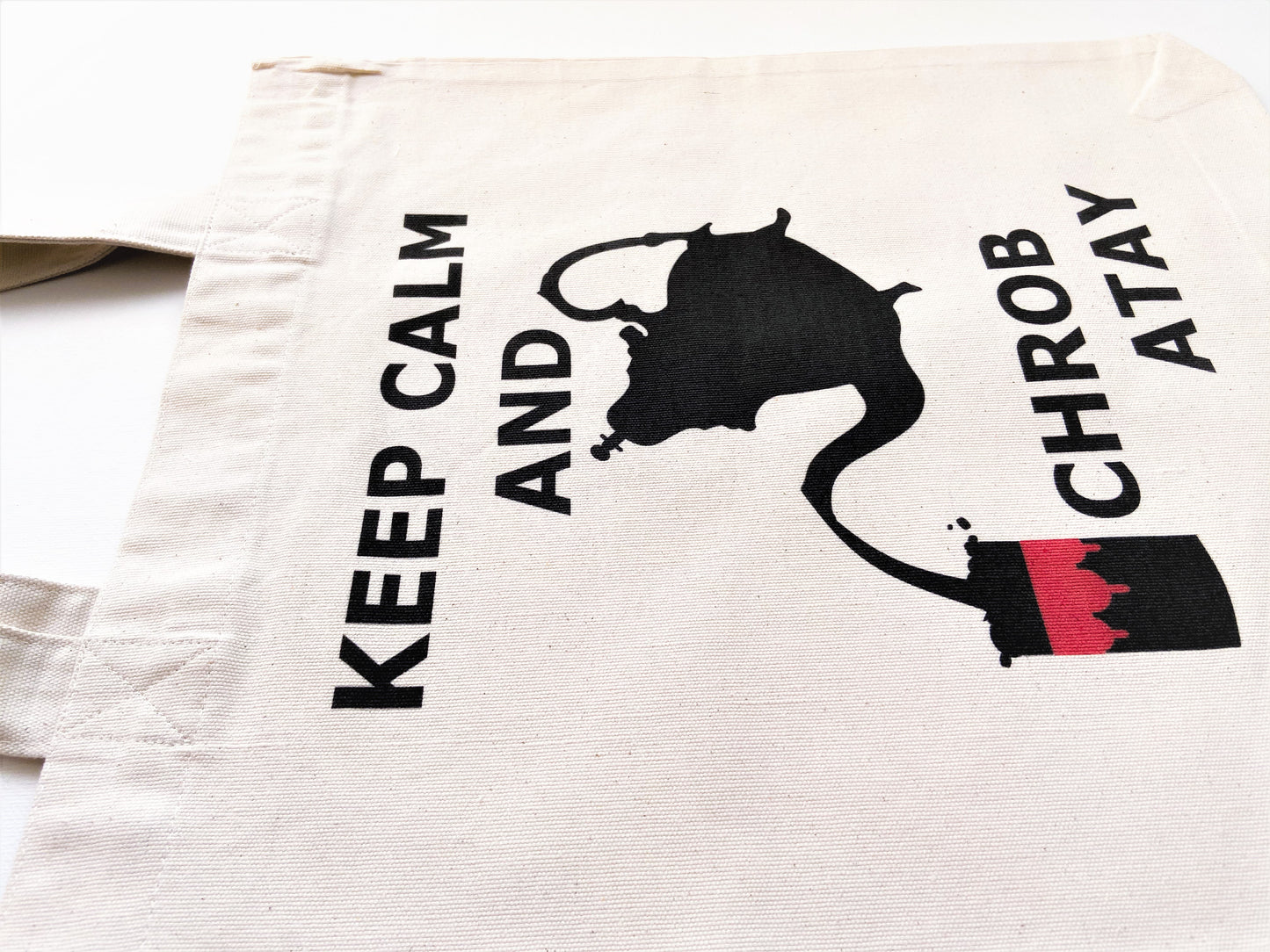 Tote bag "Keep calm and chrob atay" - Ghazel Boutique