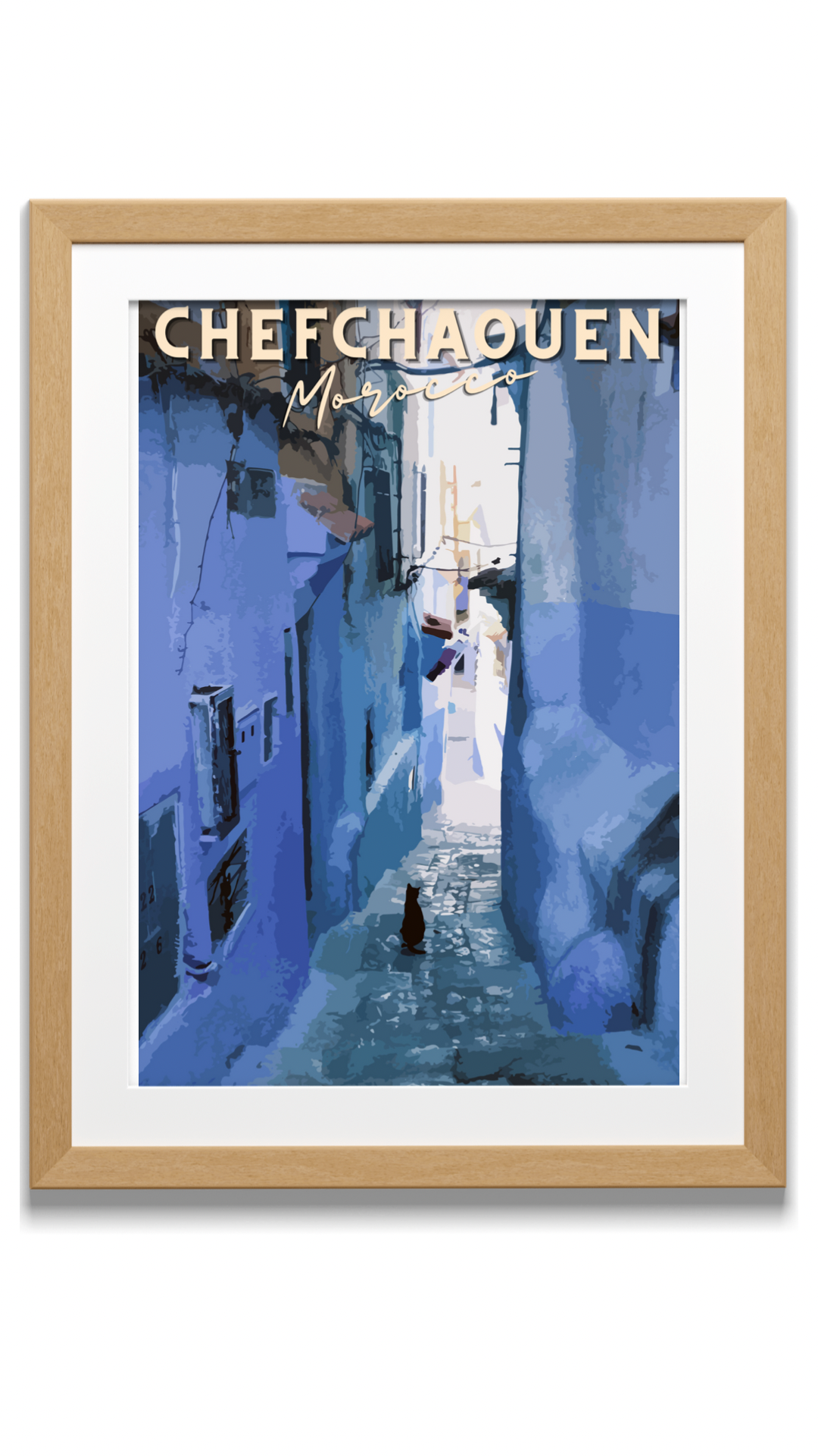 Affiche « Chat noir à Chefchaouen » - Ghazel Boutique